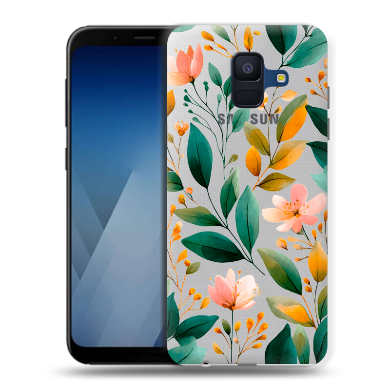 Пластиковый чехол на Samsung Galaxy A6 с принтом Цветы паттерн Пластиковый чехол на Samsung Galaxy A6 с принтом Цветы паттерн