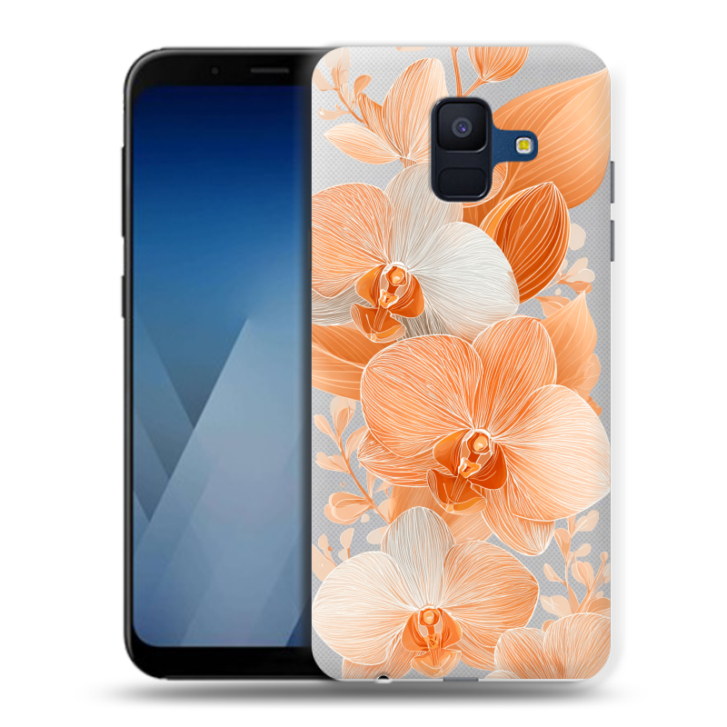Пластиковый чехол на Samsung Galaxy A6 с принтом Бежевые цветы Пластиковый чехол на Samsung Galaxy A6 с принтом Бежевые цветы