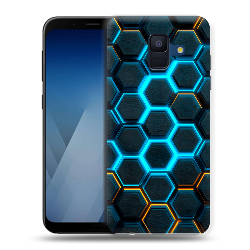 Пластиковый чехол на Samsung Galaxy A6 с принтом Неоновые соты Пластиковый чехол на Samsung Galaxy A6 с принтом Неоновые соты