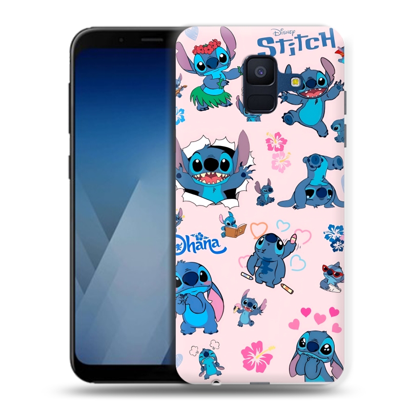 Силиконовый противоударный чехол на Samsung Galaxy A6 с принтом Лило и Стич Силиконовый противоударный чехол на Samsung Galaxy A6 с принтом Лило и Стич