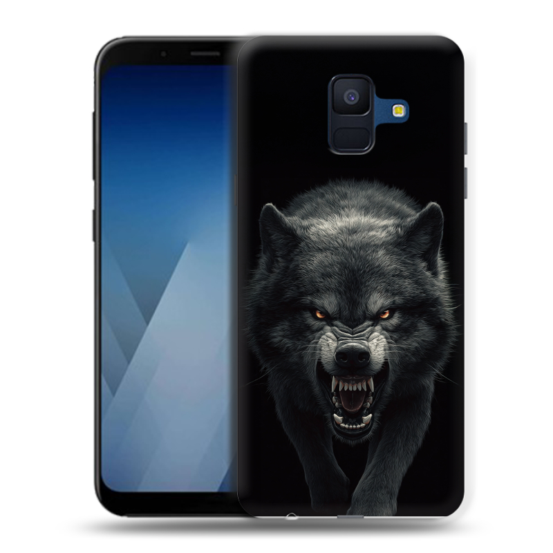 Силиконовый противоударный чехол на Samsung Galaxy A6 с принтом Волк Силиконовый противоударный чехол на Samsung Galaxy A6 с принтом Волк
