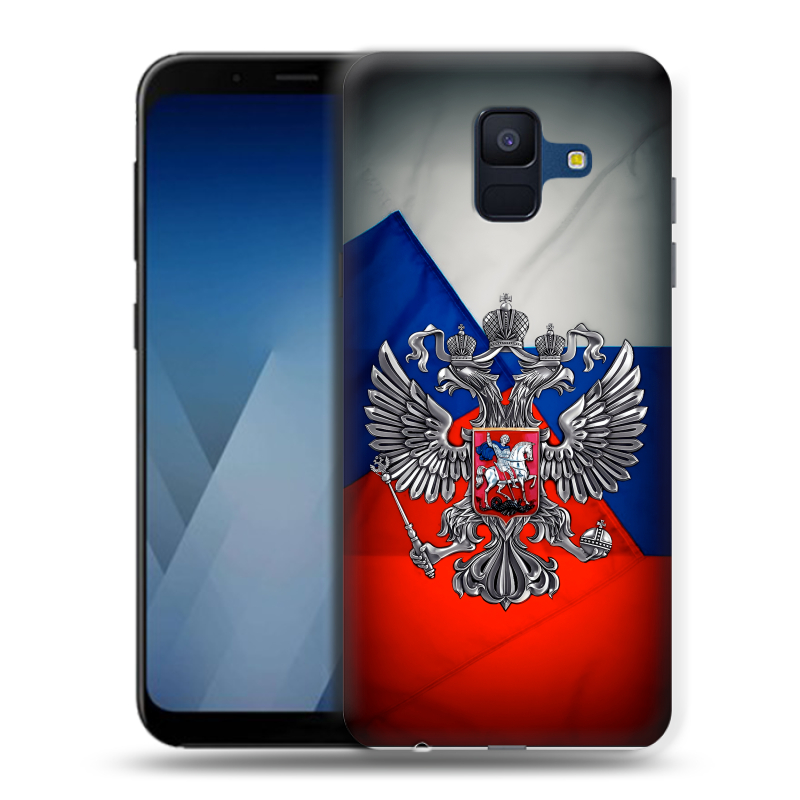 Пластиковый чехол на Samsung Galaxy A6 с принтом Флаг России Пластиковый чехол на Samsung Galaxy A6 с принтом Флаг России