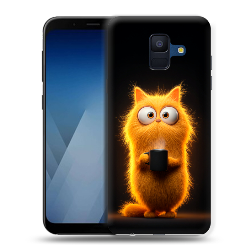 Силиконовый противоударный чехол на Samsung Galaxy A6 с принтом Смешной кот Силиконовый противоударный чехол на Samsung Galaxy A6 с принтом Смешной кот