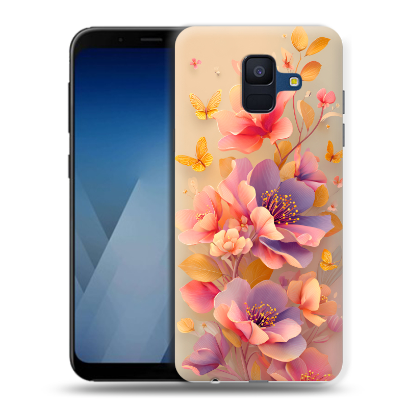 Пластиковый чехол на Samsung Galaxy A6 с принтом Цветы и бабочки Пластиковый чехол на Samsung Galaxy A6 с принтом Цветы и бабочки