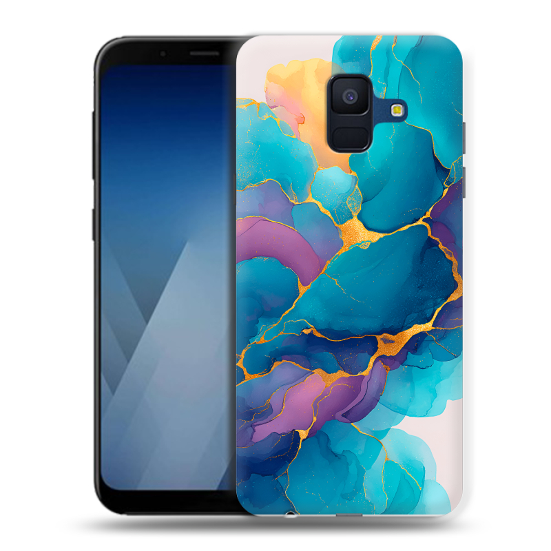 Пластиковый чехол на Samsung Galaxy A6 с принтом Мрамор блестки Пластиковый чехол на Samsung Galaxy A6 с принтом Мрамор блестки