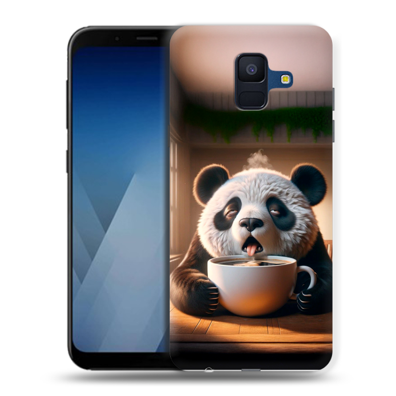 Пластиковый чехол на Samsung Galaxy A6 с принтом смешная панда Пластиковый чехол на Samsung Galaxy A6 с принтом смешная панда