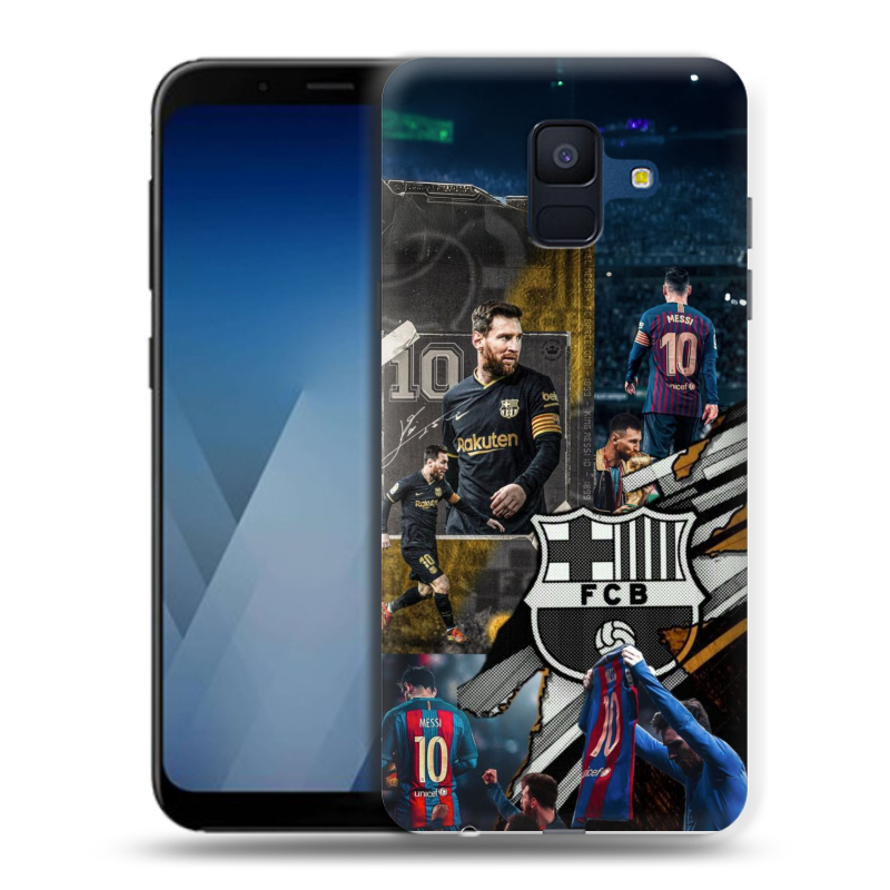 Силиконовый противоударный чехол на Samsung Galaxy A6 с принтом Messi Barcelona Силиконовый противоударный чехол на Samsung Galaxy A6 с принтом Messi Barcelona