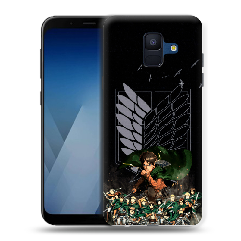 Силиконовый противоударный чехол на Samsung Galaxy A6 с принтом Атака титанов Силиконовый противоударный чехол на Samsung Galaxy A6 с принтом Атака титанов