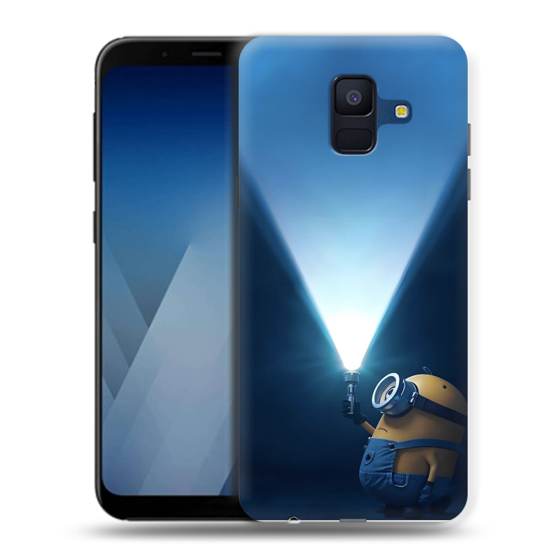 Силиконовый противоударный чехол на Samsung Galaxy A6 с принтом Миньоны Силиконовый противоударный чехол на Samsung Galaxy A6 с принтом Миньоны