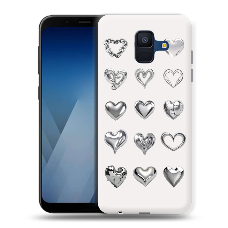 Силиконовый противоударный чехол на Samsung Galaxy A6 с принтом Y2K сердечки Силиконовый противоударный чехол на Samsung Galaxy A6 с принтом Y2K сердечки