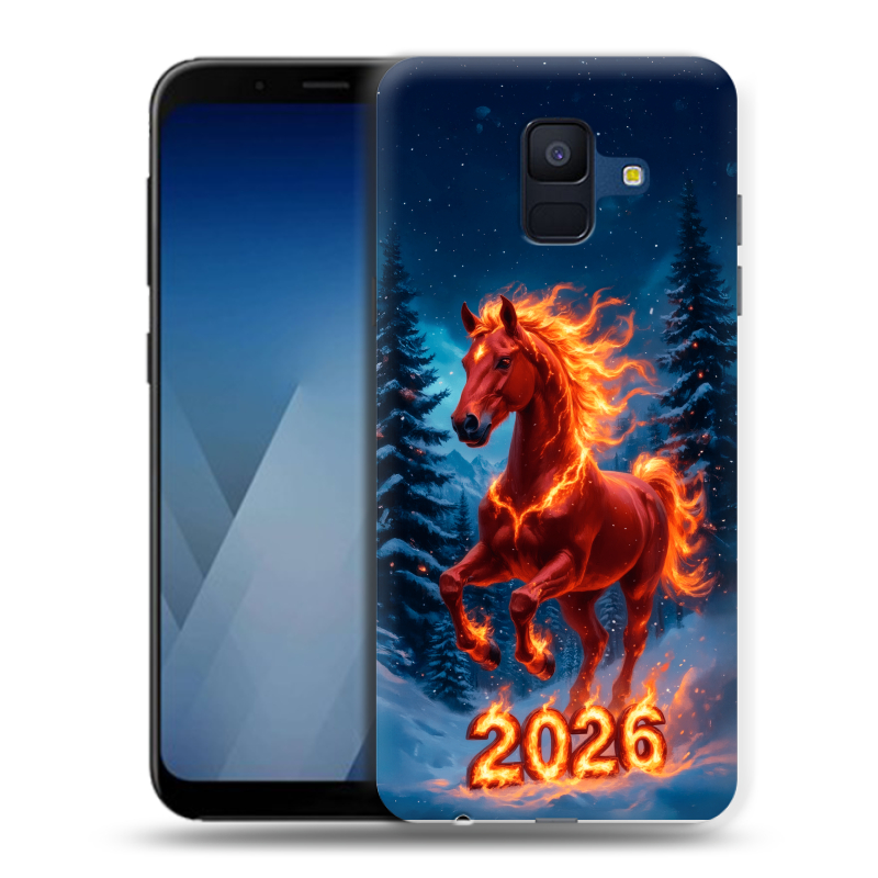 Пластиковый чехол на Samsung Galaxy A6 с принтом Новый год коня Пластиковый чехол на Samsung Galaxy A6 с принтом Новый год коня