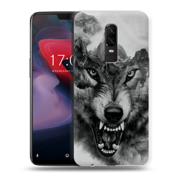 Пластиковый чехол на OnePlus 6 с принтом Волк Пластиковый чехол на OnePlus 6 с принтом Волк