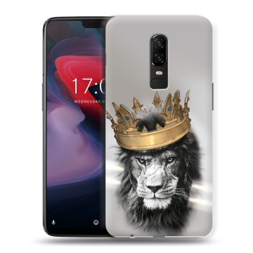 Пластиковый чехол на OnePlus 6 с принтом Лев с короной Пластиковый чехол на OnePlus 6 с принтом Лев с короной