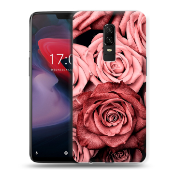 Пластиковый чехол на OnePlus 6 с принтом Цветы розы Пластиковый чехол на OnePlus 6 с принтом Цветы розы