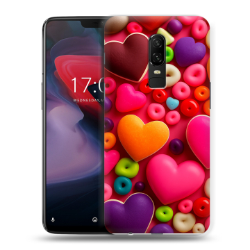 Пластиковый чехол на OnePlus 6 с принтом Сердечки Пластиковый чехол на OnePlus 6 с принтом Сердечки