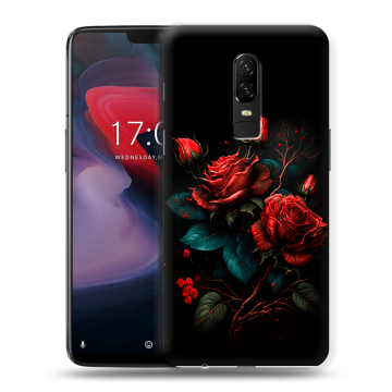 Пластиковый чехол на OnePlus 6 с принтом Розы красные