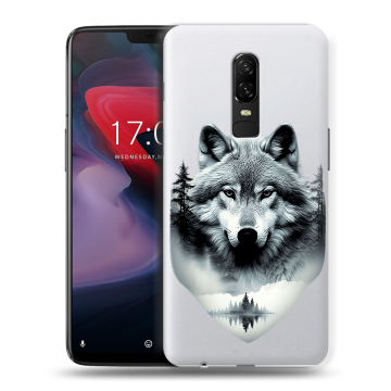 Пластиковый чехол на OnePlus 6 с принтом Волк в лесу Пластиковый чехол на OnePlus 6 с принтом Волк в лесу