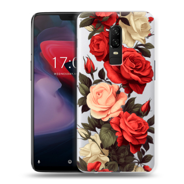 Пластиковый чехол на OnePlus 6 с принтом Розы Пластиковый чехол на OnePlus 6 с принтом Розы