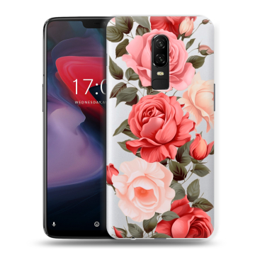 Пластиковый чехол на OnePlus 6 с принтом Розы Пластиковый чехол на OnePlus 6 с принтом Розы
