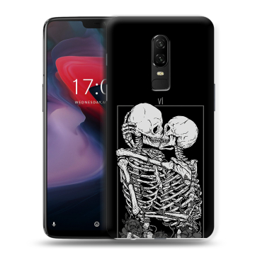 Пластиковый чехол на OnePlus 6 с принтом Поцелуй скелетов