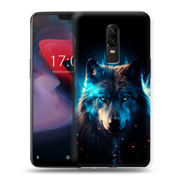 Пластиковый чехол на OnePlus 6 с принтом Волк ночной Пластиковый чехол на OnePlus 6 с принтом Волк ночной