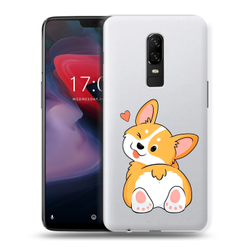 Пластиковый чехол на OnePlus 6 с принтом Корги Пластиковый чехол на OnePlus 6 с принтом Корги