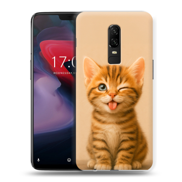Пластиковый чехол на OnePlus 6 с принтом котенок