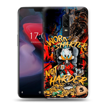 Пластиковый чехол на OnePlus 6 с принтом Дональд Дак Деньги