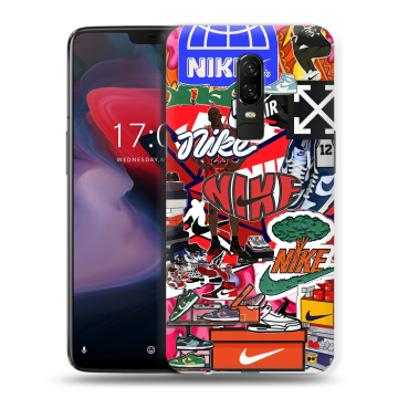 Пластиковый чехол на OnePlus 6 с принтом Найк Nike яркий Пластиковый чехол на OnePlus 6 с принтом Найк Nike яркий