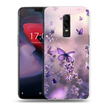 Пластиковый чехол на OnePlus 6 с принтом бабочки и лаванда
