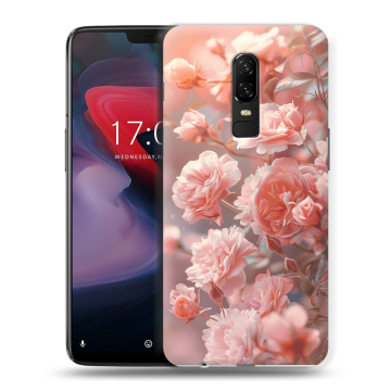 Пластиковый чехол на OnePlus 6 с принтом Розовые розы Пластиковый чехол на OnePlus 6 с принтом Розовые розы