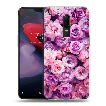 Пластиковый чехол на OnePlus 6 с принтом лавандовые розы
