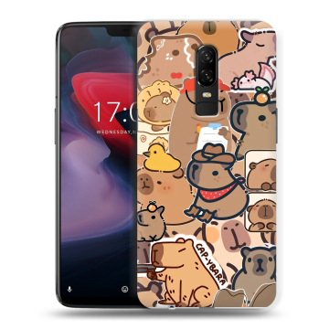 Пластиковый чехол на OnePlus 6 с принтом капибара Пластиковый чехол на OnePlus 6 с принтом капибара