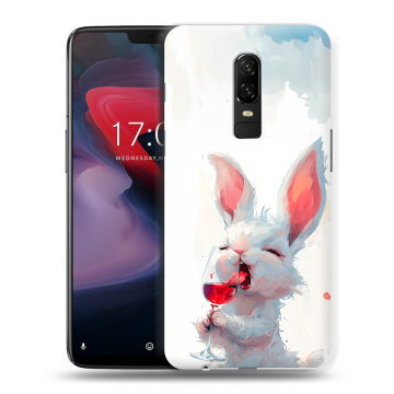 Пластиковый чехол на OnePlus 6 с принтом кролик зайчик Пластиковый чехол на OnePlus 6 с принтом кролик зайчик