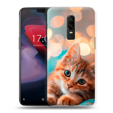Пластиковый чехол на OnePlus 6 с принтом котик Пластиковый чехол на OnePlus 6 с принтом котик