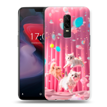 Пластиковый чехол на OnePlus 6 с принтом милые котики