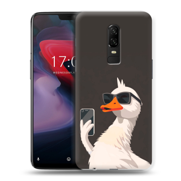 Пластиковый чехол на OnePlus 6 с принтом утка в очках Пластиковый чехол на OnePlus 6 с принтом утка в очках