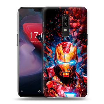 Пластиковый чехол на OnePlus 6 с принтом Железный человек Ironman