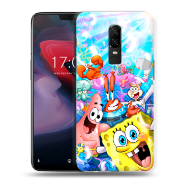 Пластиковый чехол на OnePlus 6 с принтом спанчбоб спанч боб