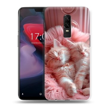 Пластиковый чехол на OnePlus 6 с принтом котята котики
