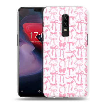 Пластиковый чехол на OnePlus 6 с принтом Розовые бантики Пластиковый чехол на OnePlus 6 с принтом Розовые бантики