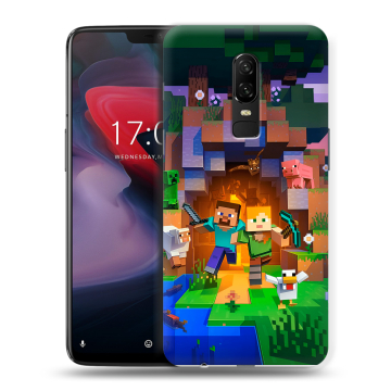 Пластиковый чехол на OnePlus 6 с принтом Майнкрафт Minecraft