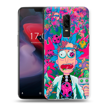 Пластиковый чехол на OnePlus 6 с принтом Рик и Морти Rick Morty