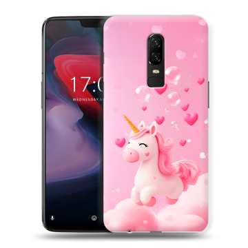 Пластиковый чехол на OnePlus 6 с принтом Единорог