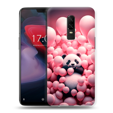 Пластиковый чехол на OnePlus 6 с принтом Панда Пластиковый чехол на OnePlus 6 с принтом Панда