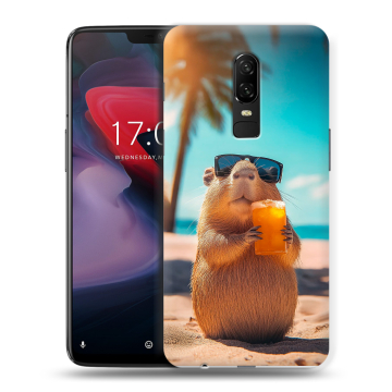 Пластиковый чехол на OnePlus 6 с принтом Капибара Пластиковый чехол на OnePlus 6 с принтом Капибара