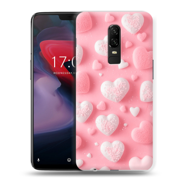 Пластиковый чехол на OnePlus 6 с принтом Сердечки