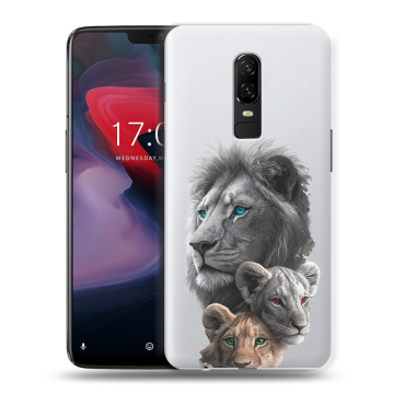 Пластиковый чехол на OnePlus 6 с принтом Львы Пластиковый чехол на OnePlus 6 с принтом Львы