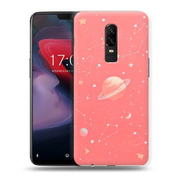 Пластиковый чехол на OnePlus 6 с принтом Розовый космос Пластиковый чехол на OnePlus 6 с принтом Розовый космос