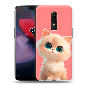 Пластиковый чехол на OnePlus 6 с принтом Розовый котенок Пластиковый чехол на OnePlus 6 с принтом Розовый котенок